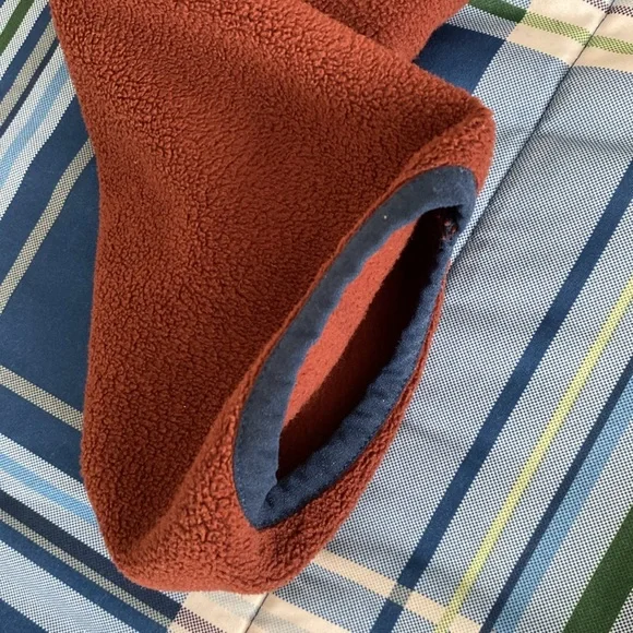 Dark brick and navy fleece jacket - Picture 15 of 17